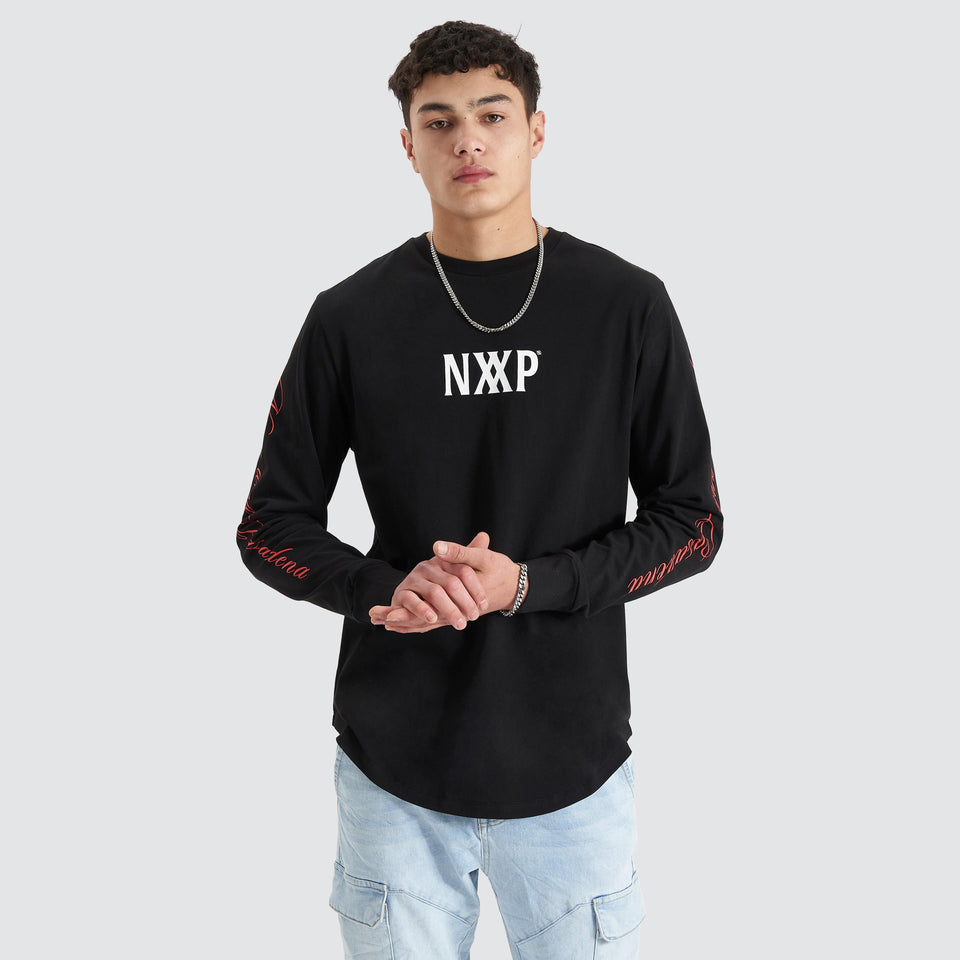 Nena And Pasadena Stasis Heavy Dual Curved LS Tee - Jet Black