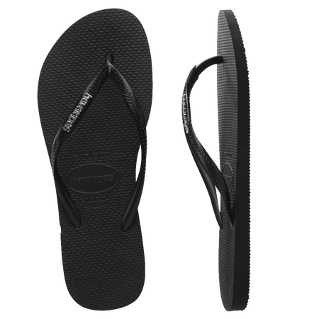 Havaianas Slim Metal Logo Thongs - Black