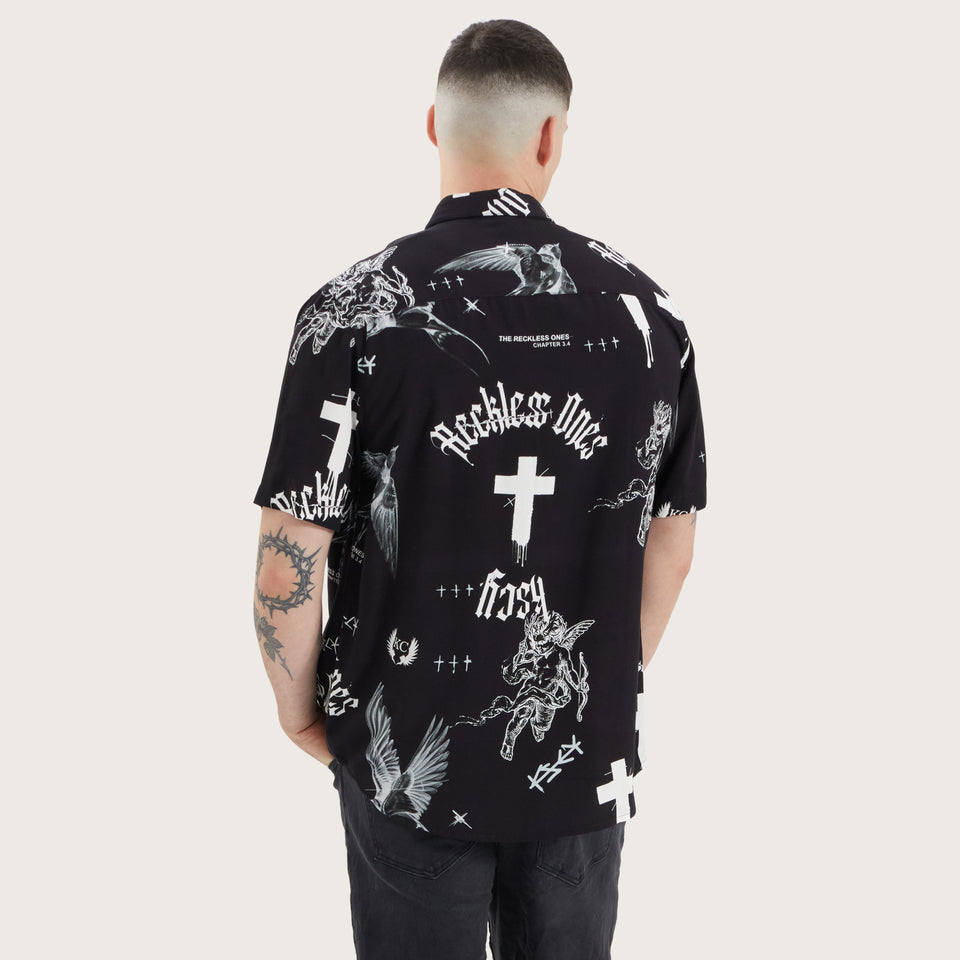 Kiss Chacey Blackford Relaxed Shirt - Cross Angel Print