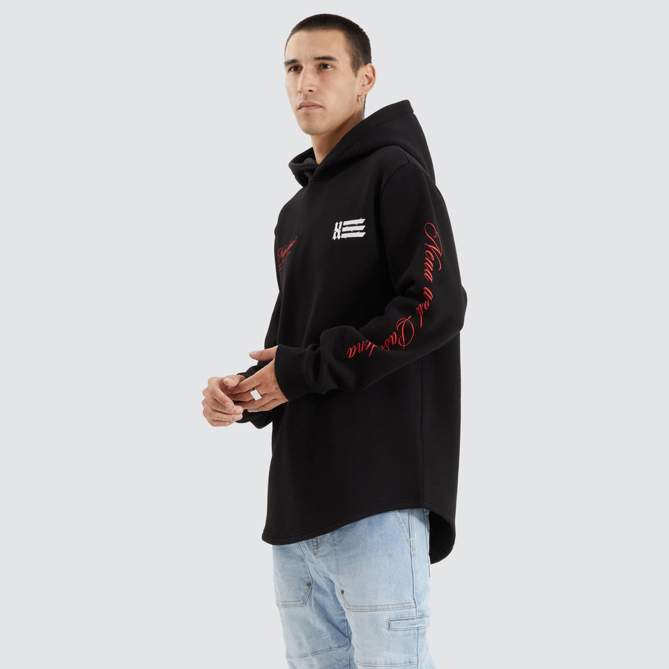 Nena And Pasadena Sutton Hooded Dual Curved Sweater - Jet Black