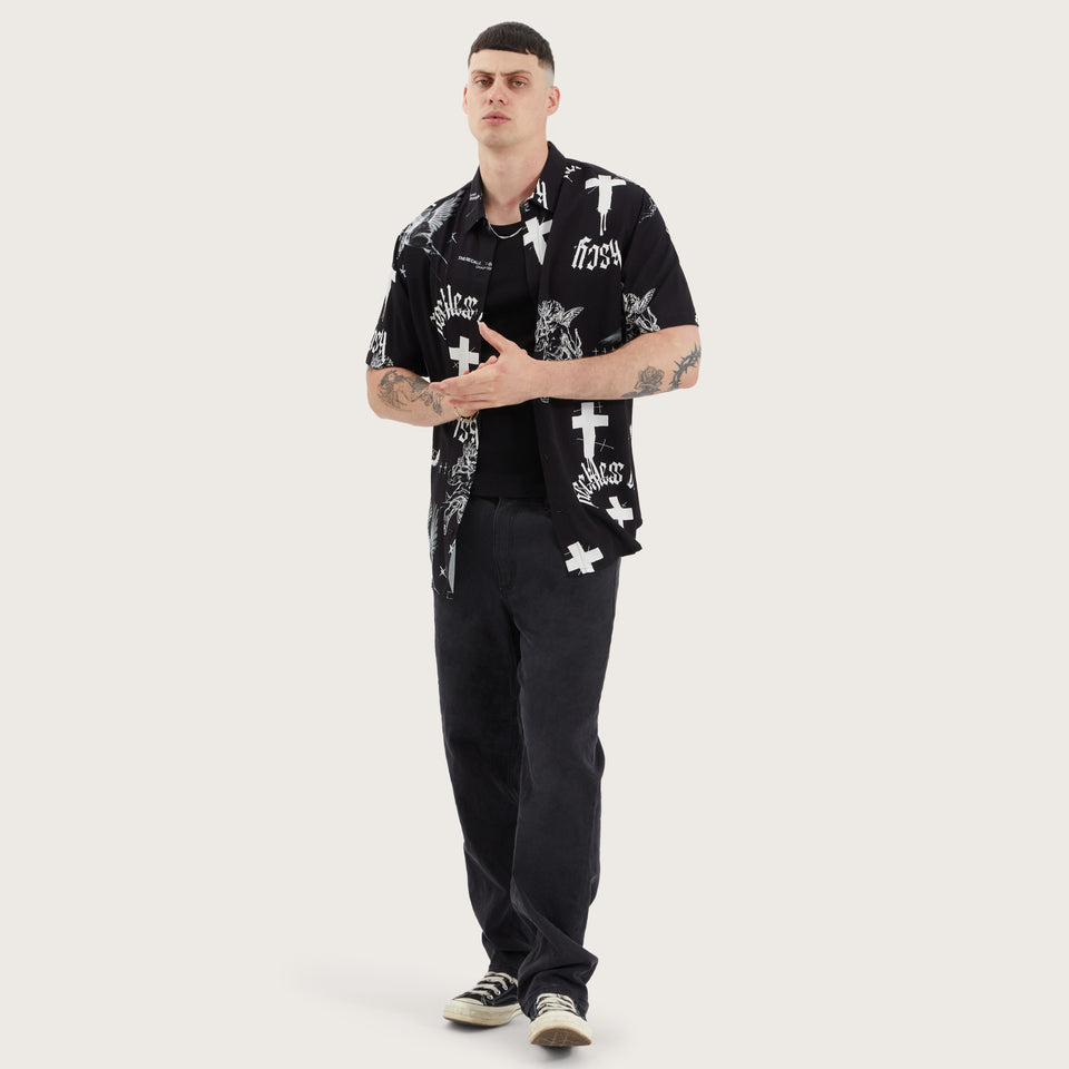 Kiss Chacey Blackford Relaxed Shirt - Cross Angel Print