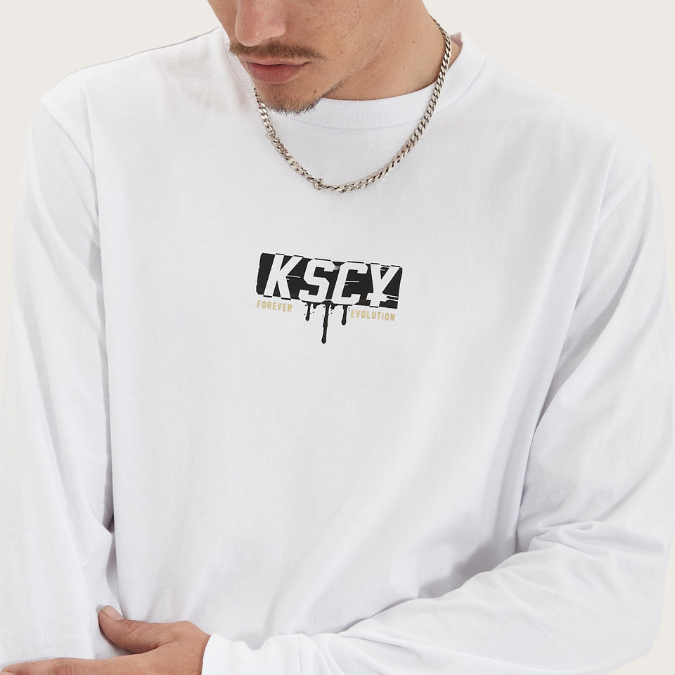 Kiss Chacey Punks Heavy Dual Curved LS Tee - White