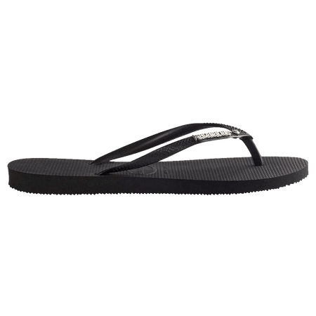 Havaianas Slim Metal Logo Crystal Thongs - Black