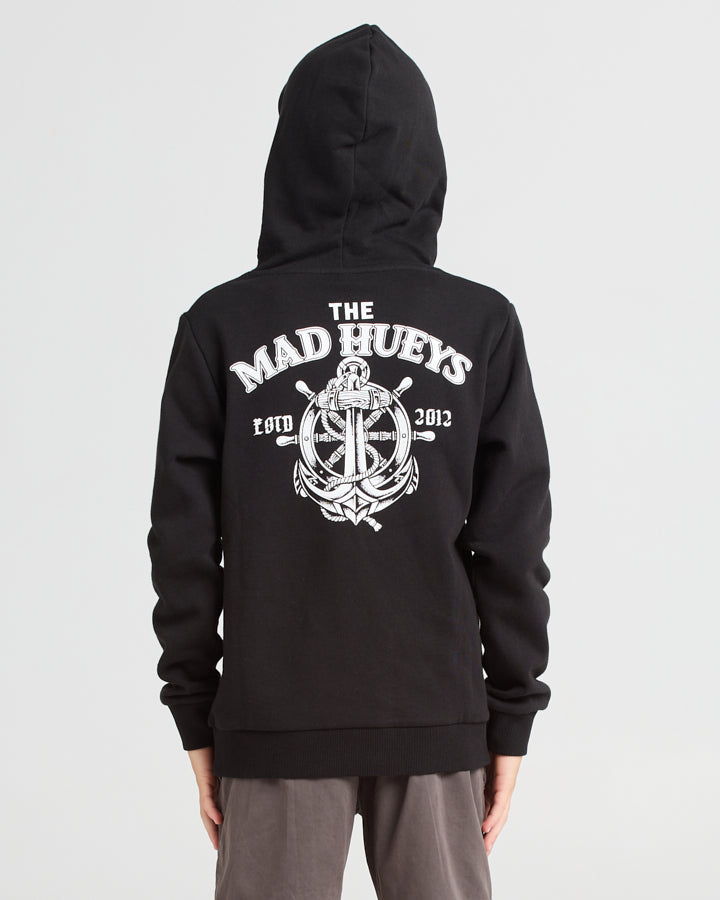 The Mad Hueys Anchor Wheel Youth Pullover - Black