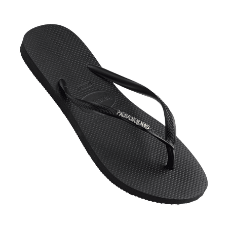 Havaianas Slim Metal Logo Thongs - Black