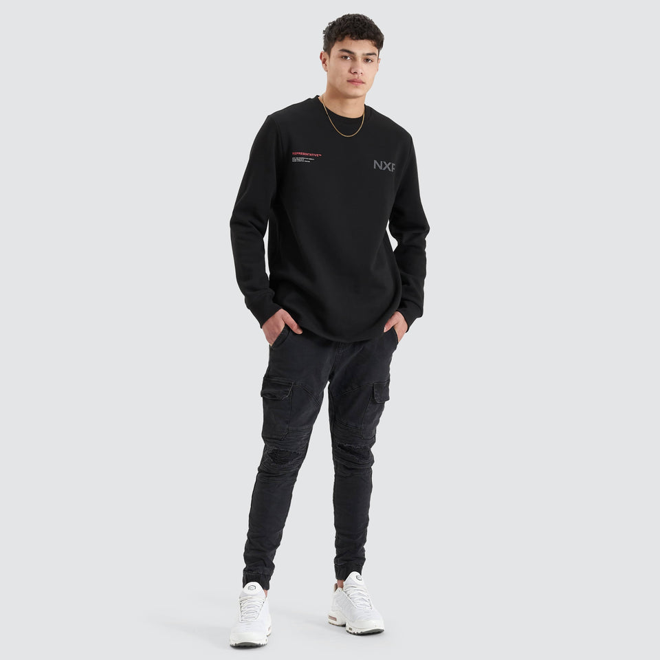 Nena And Pasadena Adjacent Dual Curved Sweater - Jet Black