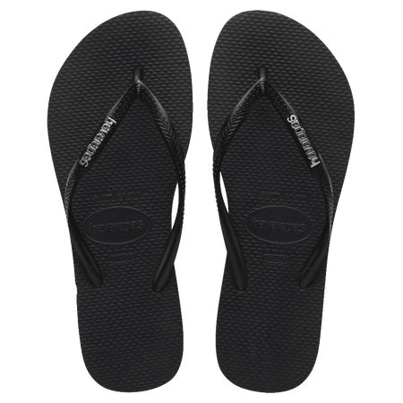 Havaianas Slim Metal Logo Thongs - Black