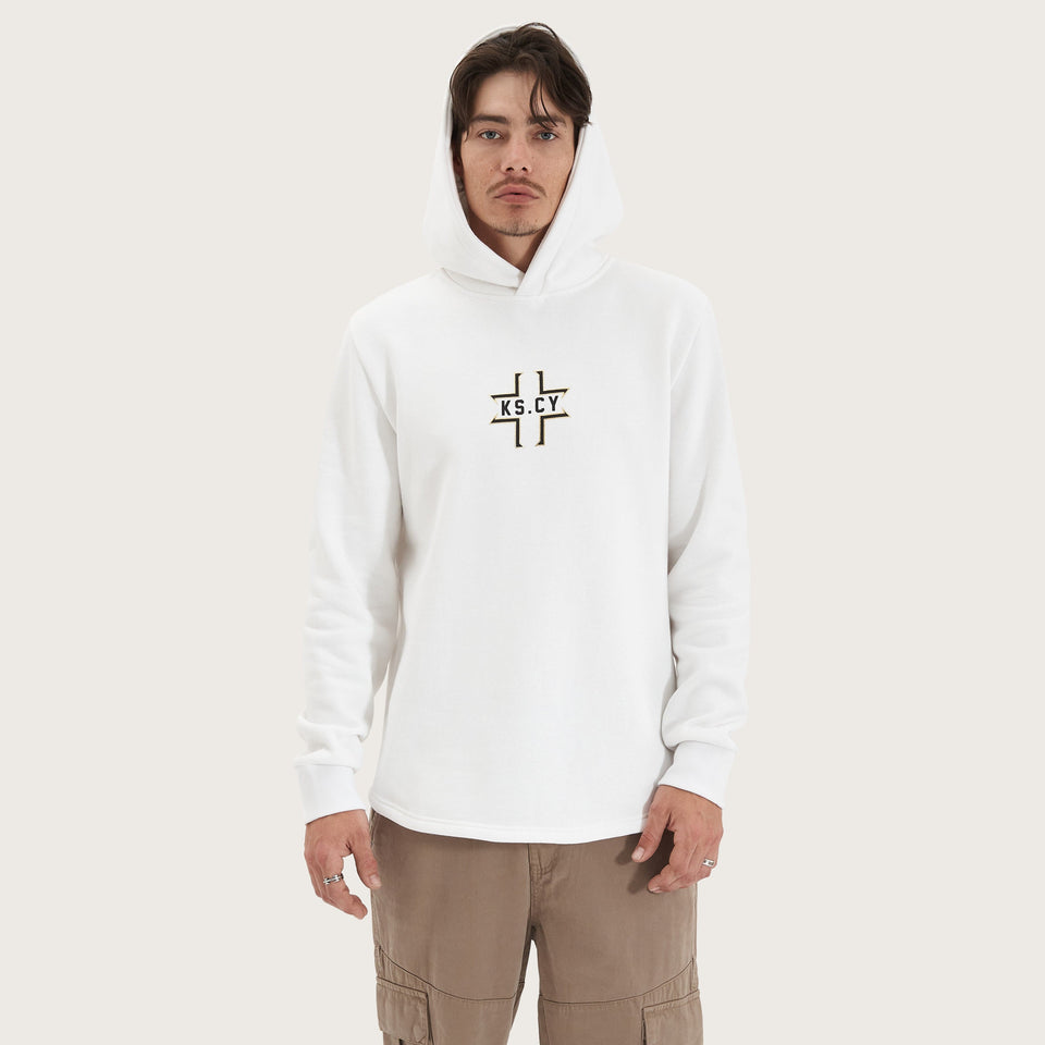 Kiss Chacey Southfall Heavy Hooded Dual Curved Sweater - White