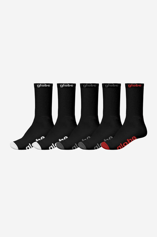 Globe OG Sock (7-11) 5 Pack - Black/Assorted