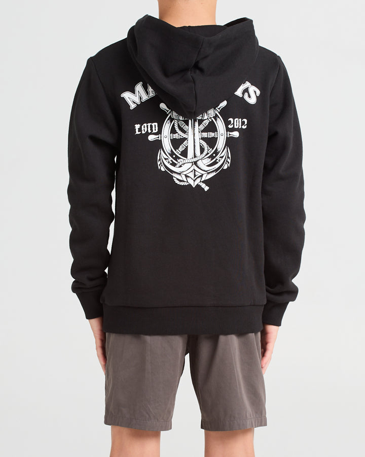 The Mad Hueys Anchor Wheel Youth Pullover - Black