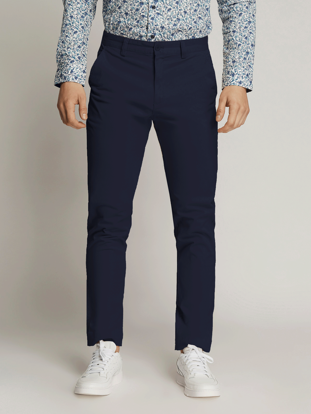 Ledger Peach Finish Fine Cotton Drill Slim Fit Chino - Navy