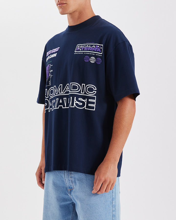 Nomadic Paradise Radar Street Tee - Navy Blue