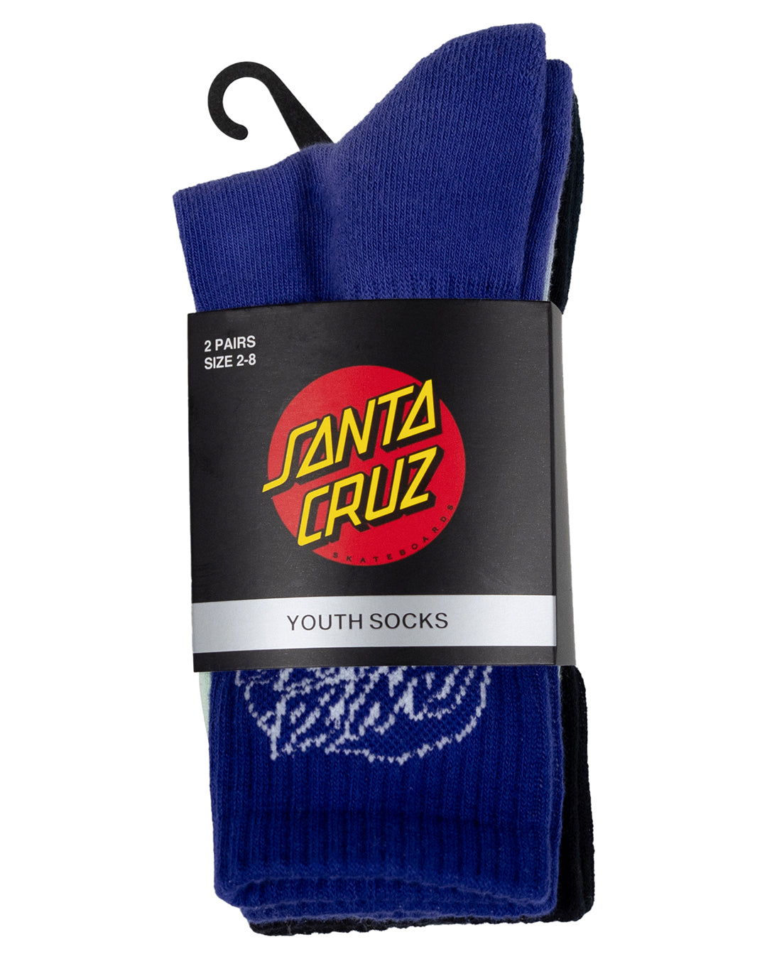 Santa Cruz Universal Oval Dot Crew Sock - 2 PK Youth 2-8 - Dark Blue Tie Dye/ Black Tie Dye