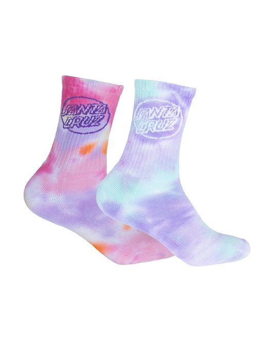 Santa Cruz Opus Dot Tie Dye Crew Sock Girls 2-8 2 Pack - Multi Tie Dye