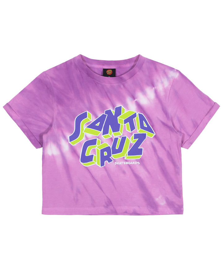 Santa Cruz Scattered Strip Crop Tee - Orchid Tye Dye