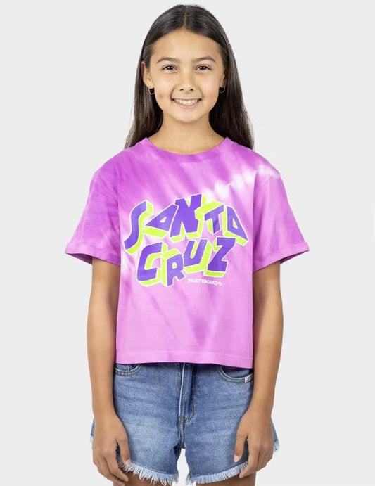 Santa Cruz Scattered Strip Crop Tee - Orchid Tye Dye