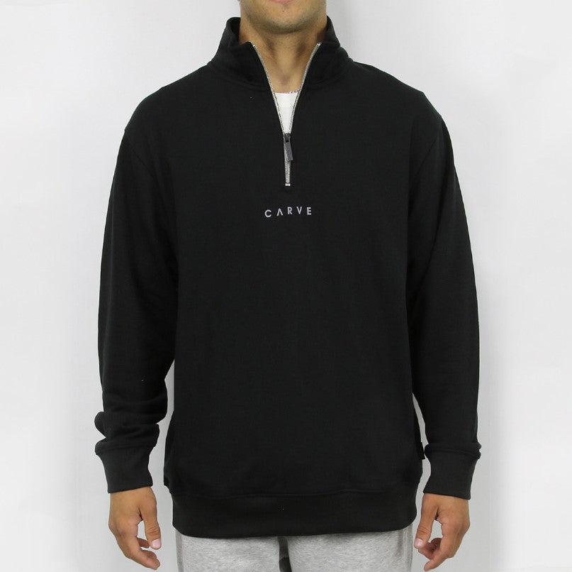 Carve Locals Mens 1/4 Zip Sweatshirt - Black