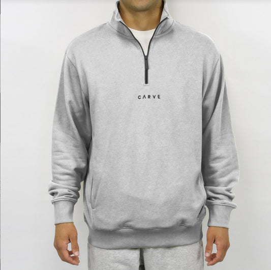 Carve Locals Mens 1/4 Zip Sweatshirt Fleece - Grey Marle