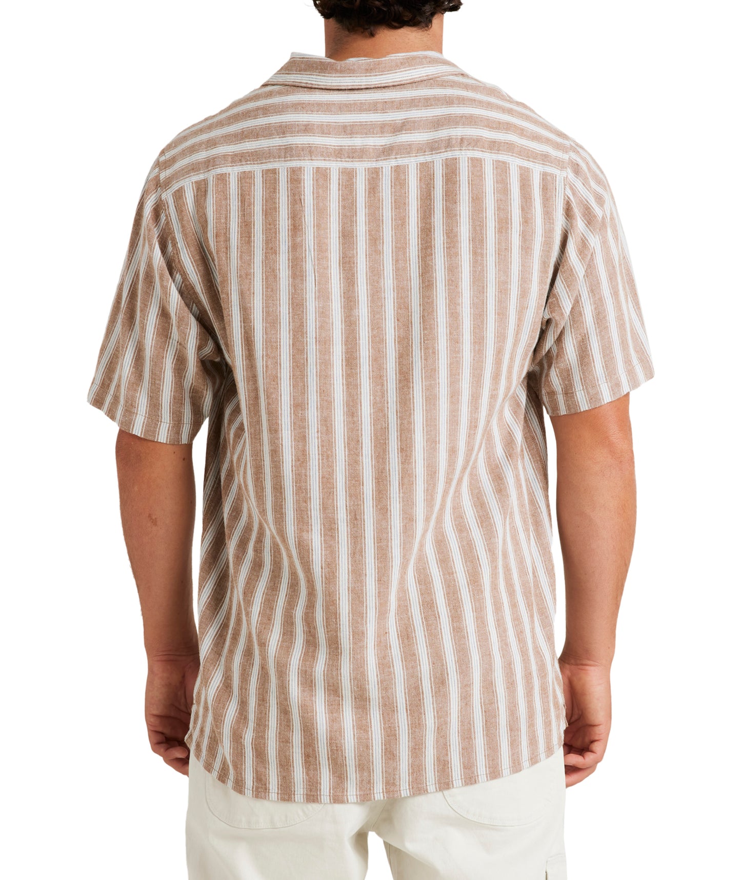 RVCA Beat Stripe Vintage Short Sleeve Shirt - Ermine