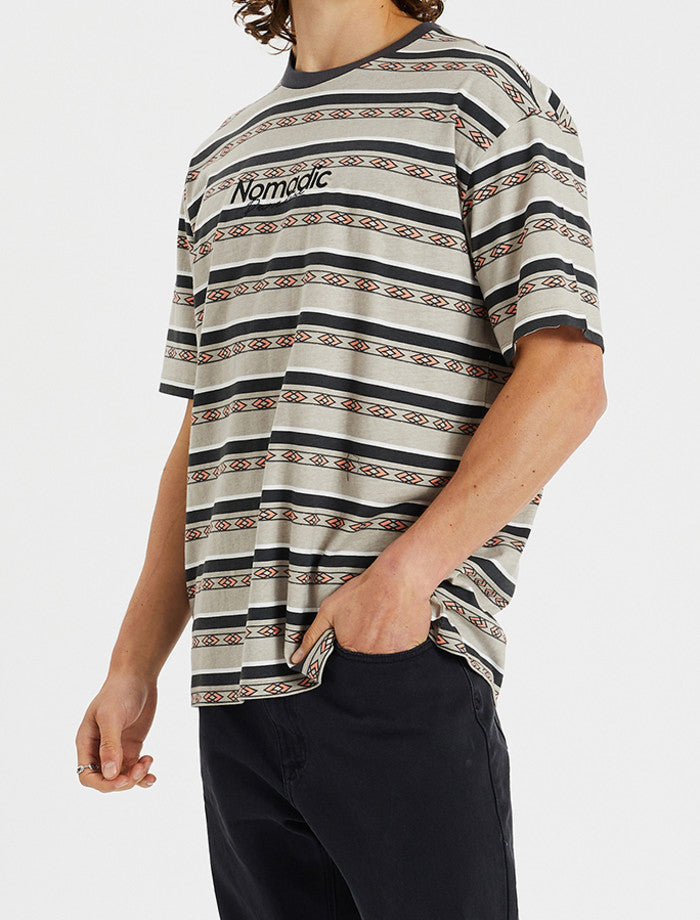 Nomadic Paradise Hostile Box Fit Tee - Silver Cloud Stripe