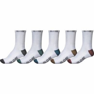 Globe Ingles Crew Sock (7-11) 5 Pack- White