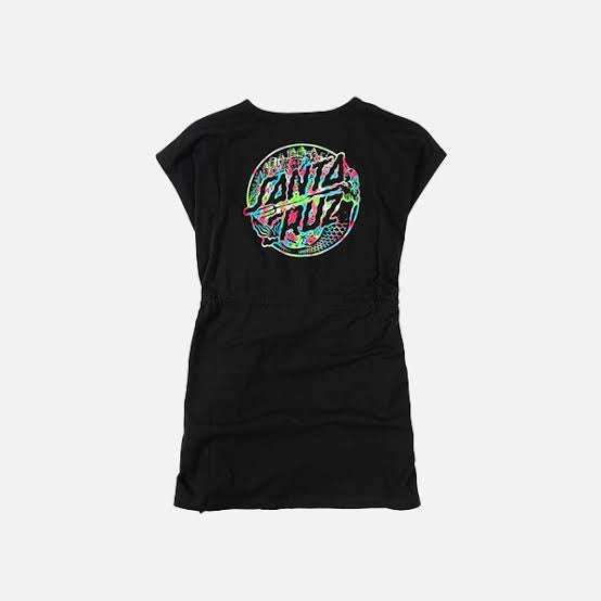 Santa Cruz Girls Neon Mermaid Dot Tee Dress - Black