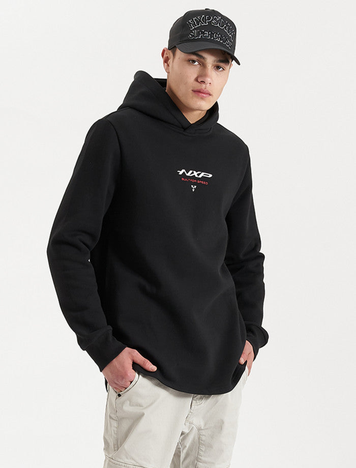 Nena And Pasadena Parallax Hooded Dual Curved Sweater - Jet Black