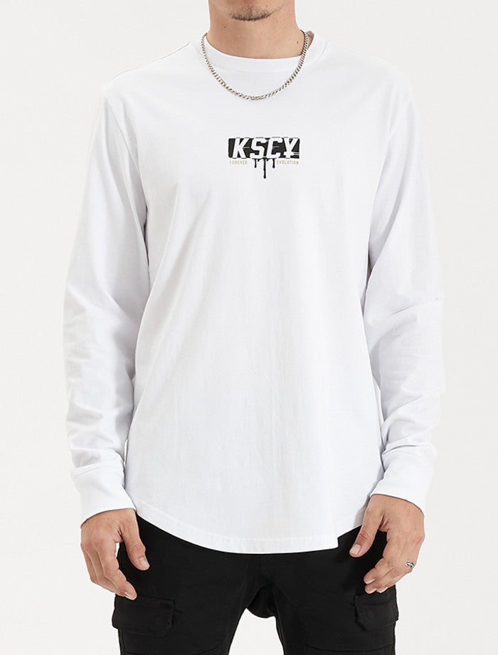 Kiss Chacey Punks Heavy Dual Curved LS Tee - White