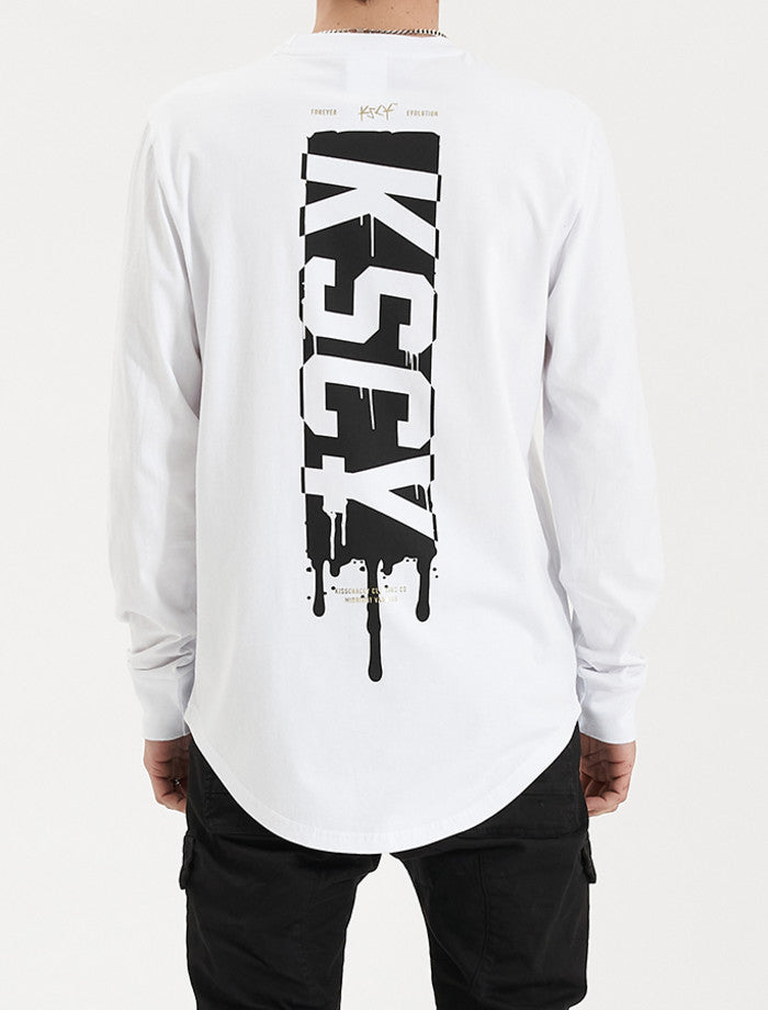 Kiss Chacey Punks Heavy Dual Curved LS Tee - White