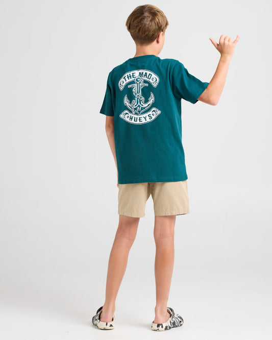 The Mad Hueys Skull Anchor Youth Tee - Atlantic