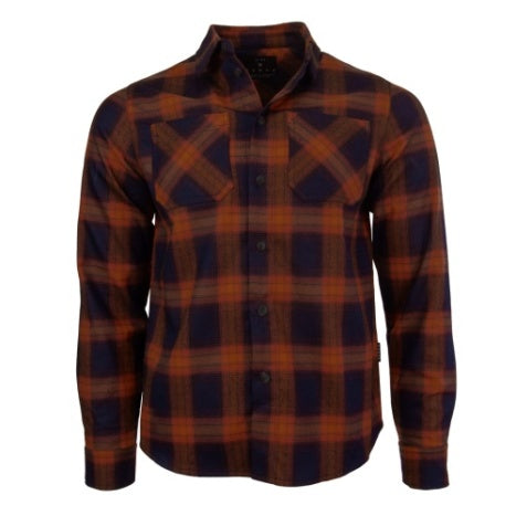 Carve Flinders Mens Long Sleeve Button Front Shirt - Rust/Black