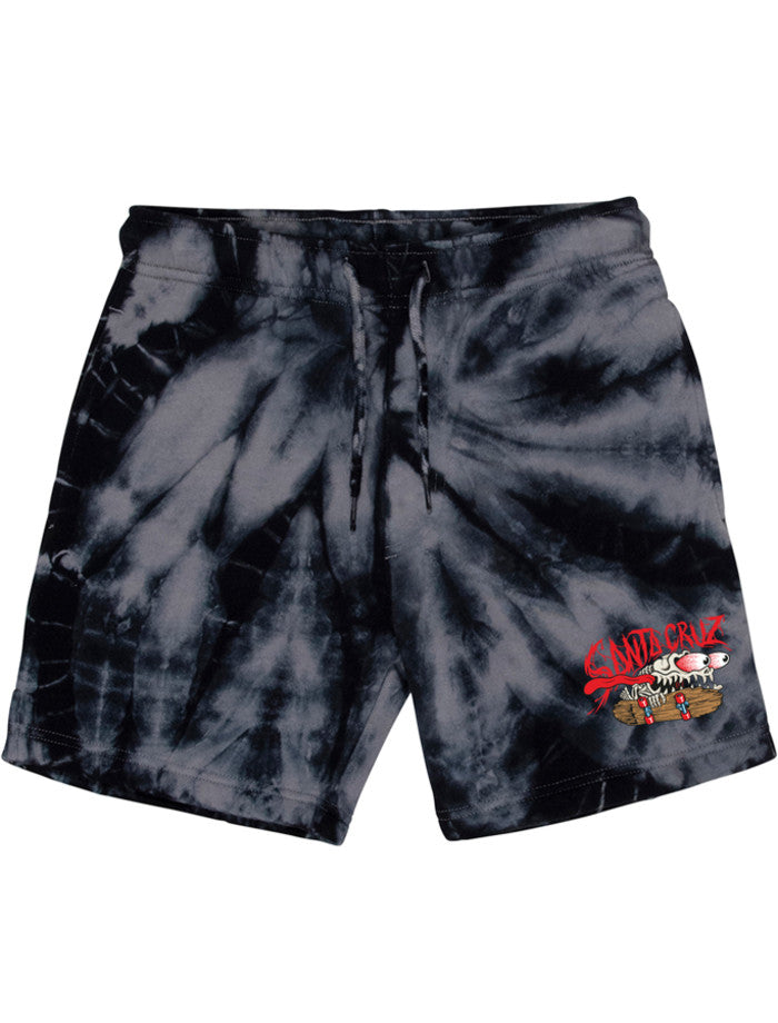 Santa Cruz Bone Slasher Track Shorts - Black Tie Dye