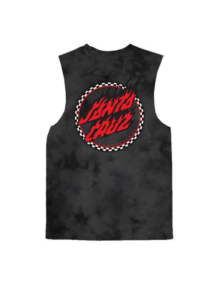 Santa Cruz Checked Out Flamed Dot Muscle - Black Tie Dye