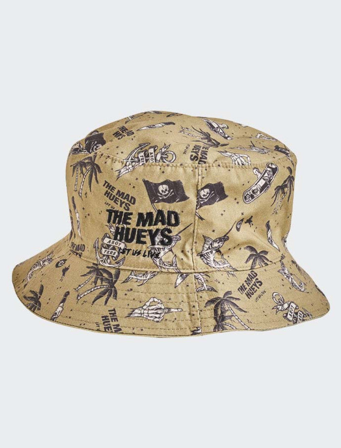 Mad Hueys Let Us Live !! Reversable Bucket Hat - Dusty Green